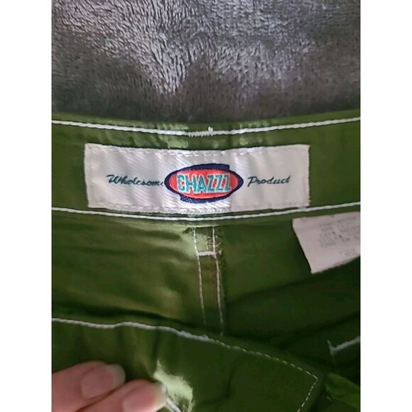 Chazz Vintage 90s Women High Waisted Olive Green Short Sz 9 Made USA 100% Nylon - Picture 3 of 15
